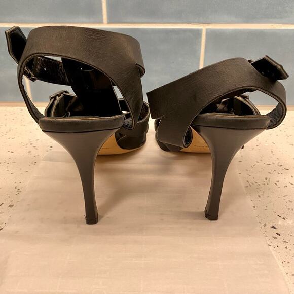 Manolo Blahnik Leather Gladiator Sandals Stiletto Heels Black 40.5 Multistrap - Picture 9 of 14